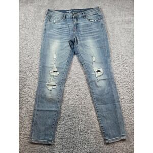Mossimo Skinny Jeans 8/29 Light Blue Womens Mid-Rise Power Stretch Distressed